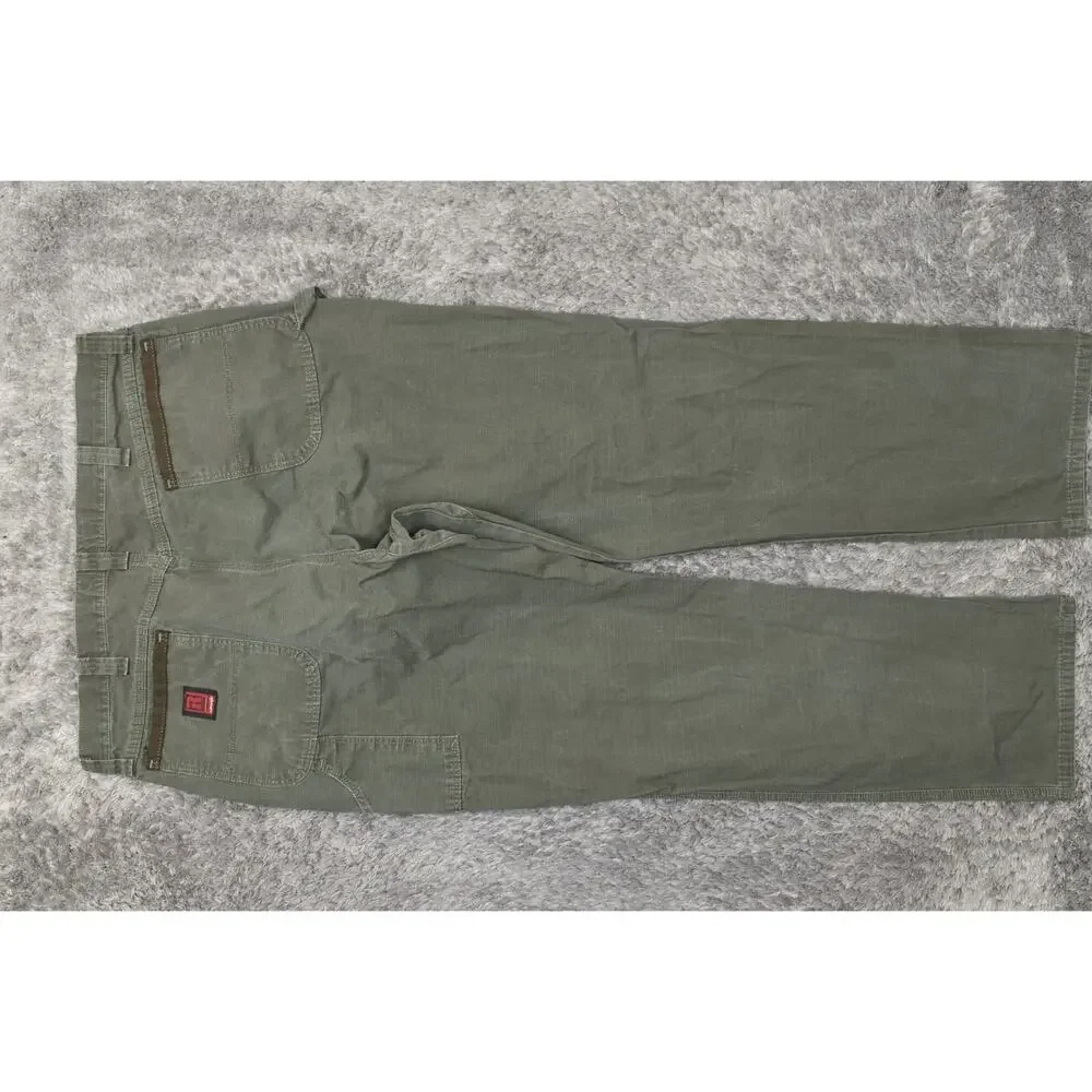 Ripstop RIGGS by Wrangler Work Green Carpenter Pants Straight Cotton Men's 38x34